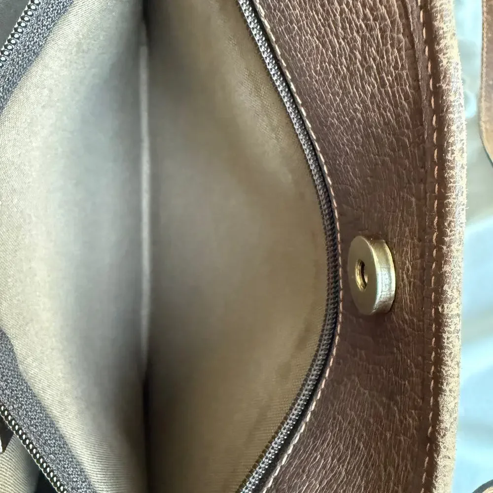 Gucci GG Supreme Vertical Tote - Brown Leather Trim, Large, Vintage